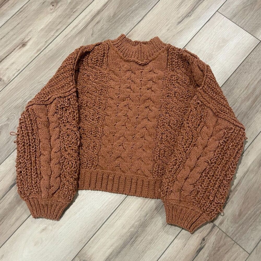 POL By Anthropologie Cable Knit Mock Neck Sweater M